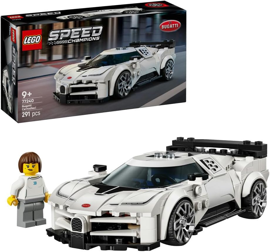 LEGO Speed Champions Hyper Sports Car Bugatti Centodieci - Modellino di Auto con Minifigure del Pilota - Macchina Giocattolo per Bambini da 9 Anni - Regalo di Compleanno - 77240