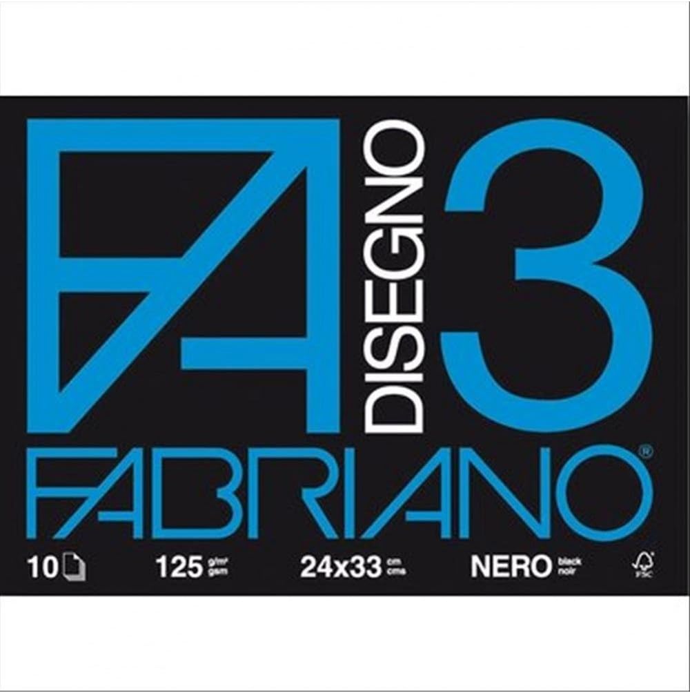 Fabriano disegno F3, 24x33 cm - nero - 125 g/mq - 10 fogli
