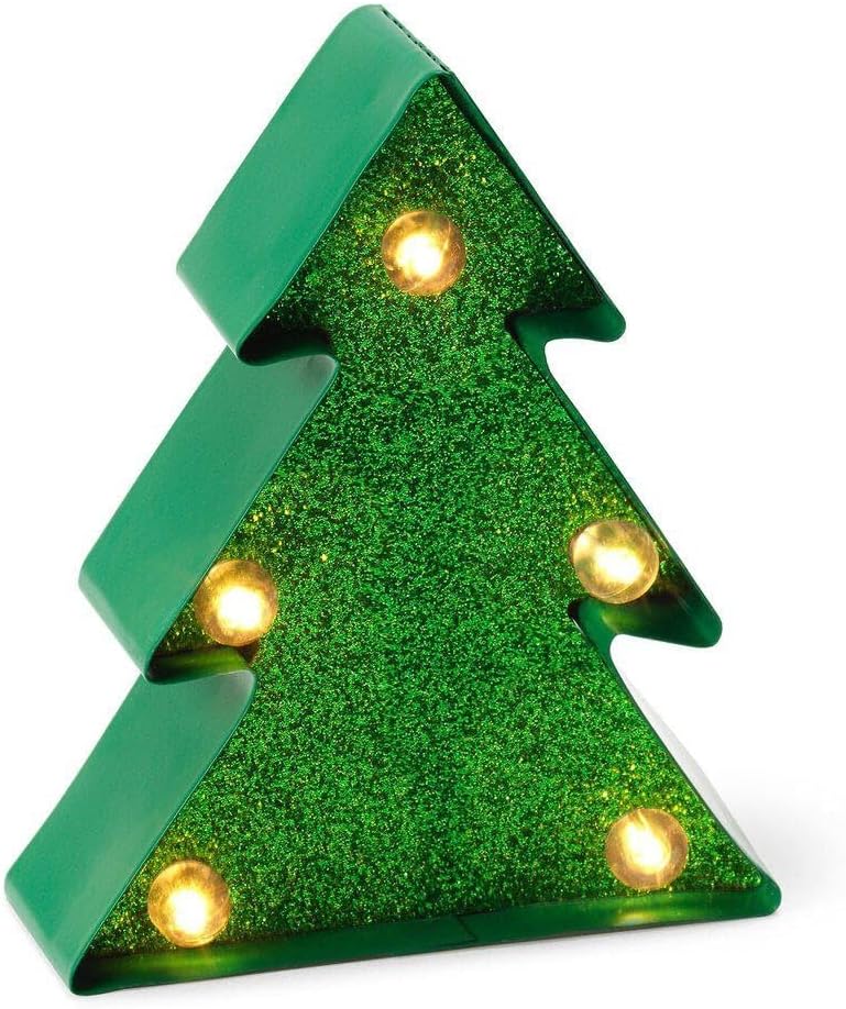 Legami - Mini Luce Decorativa, 8,3x10 cm, Tema Xmas Tree, Gancio Posteriore per Appenderla, Tasto ON/OFF, 3 Batterie LR44 Incluse, Solo per uso Interno