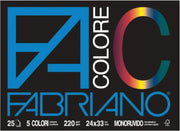 Fabriano Blocco da Disegno Colorato 24 x 33 cm – 25 Fogli – 5 Colori – 220 g/m²