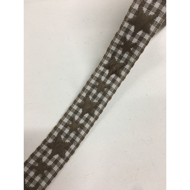 Nastro A Quadretti Con Stelle Ricamate