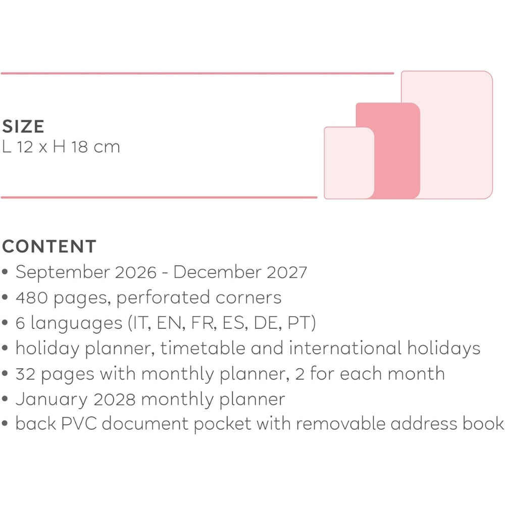 Agenda Giornaliera Medium 16 Mesi Settembre 2026 – Dicembre 2027 Legami Travel Stickers