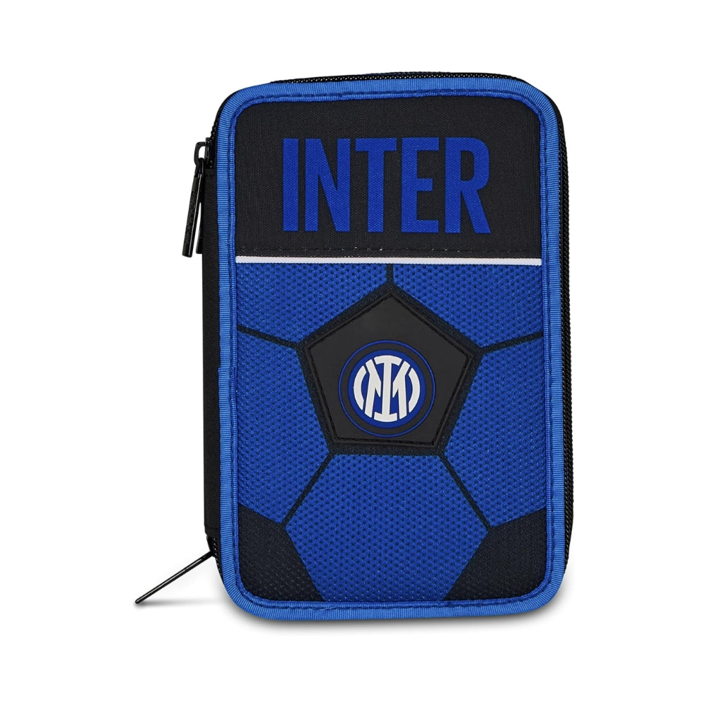 Seven Astuccio Scuola 3 Zip Inter, Blu, Triplo Scomparto, 45 Pezzi