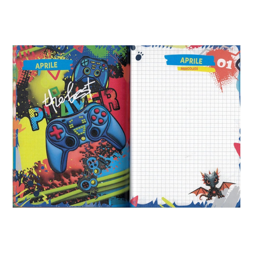 Diario Standard Giornaliero SJ Gang Boy, Datato 2025-2026, 10 Mesi - Fantasie Assortite