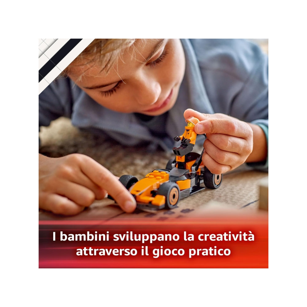 LEGO City Pilota e Monoposto McLaren F1 - Modello di Macchina Giocattolo da Formula 1 con Minifigure - Idea Regalo per Bambini e Bambine da 6 Anni in su o per Adulti Fan delle Auto da Corsa - 60442