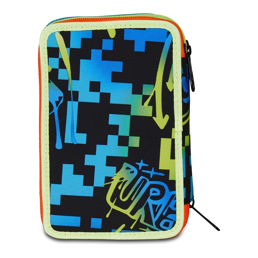 Astuccio Completo 3 Zip Seven Scribbled Flame - Blu/Lime