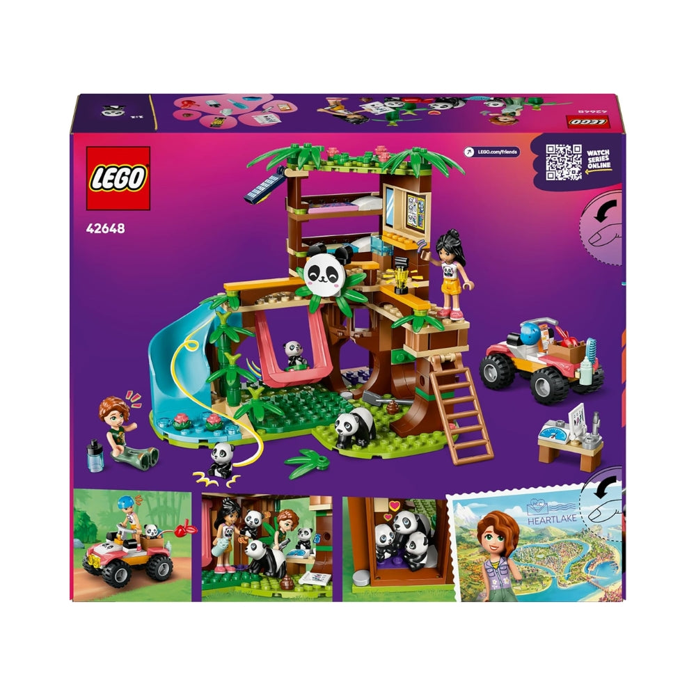 LEGO Friends Il Santuario dei Panda Giocattolo per la Cura degli Animali con Casa sull'Albero, Veicolo ATV, 2 Mini Bamboline e 3 Panda - Giochi Creativi per Bambine da 7 Anni in su - 42648