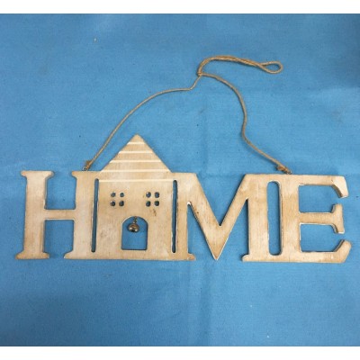 Scritta Home In Legno Grezzo