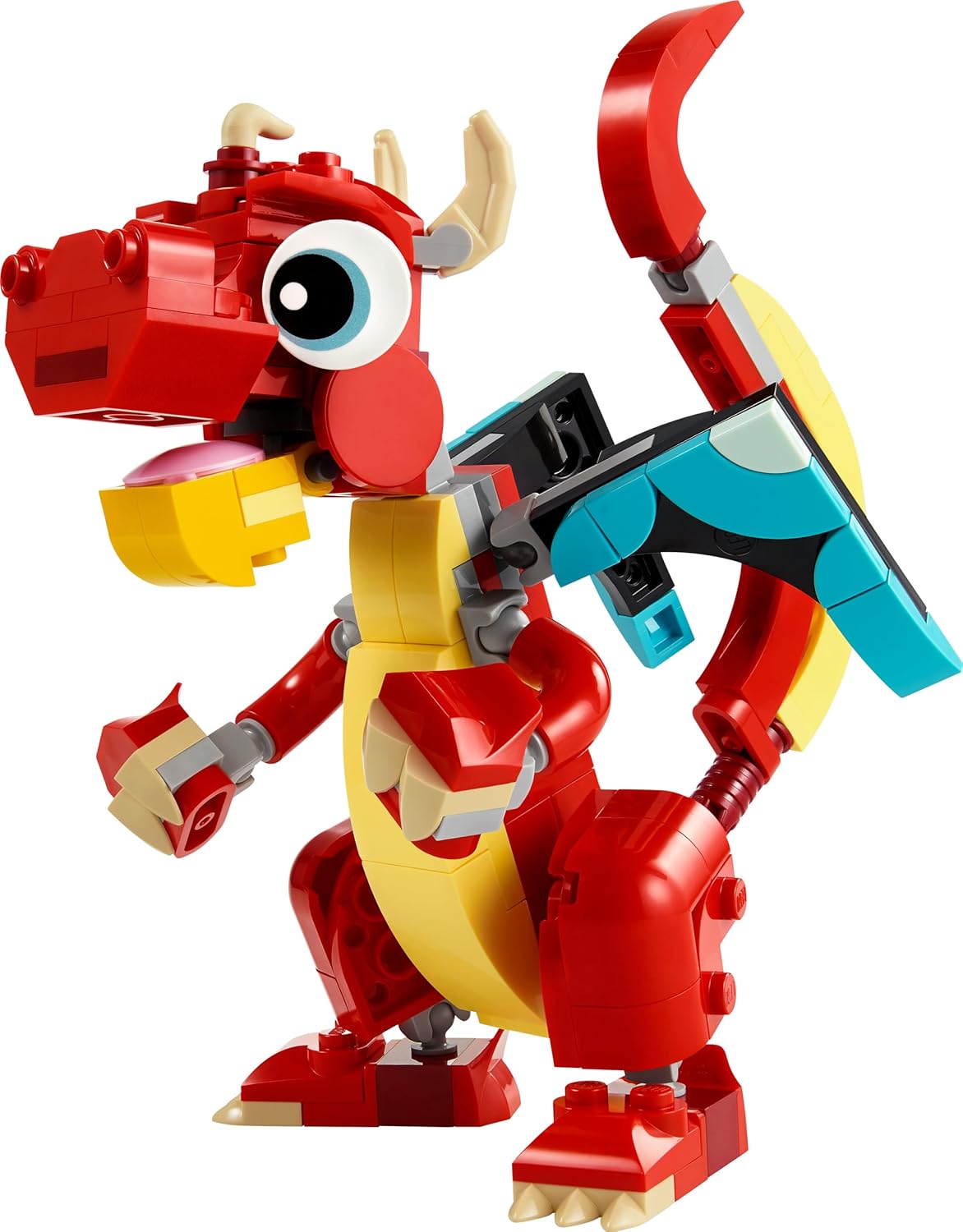 LEGO Creator 3 in 1 Drago Rosso, Giochi per Bambini e Bambine da 6 Anni Fan degli Animali, Action Figure Ricostruibile in Pesce con Pinne Mobili e Fenice Giocattolo, Idea Regalo di Compleanno 31145