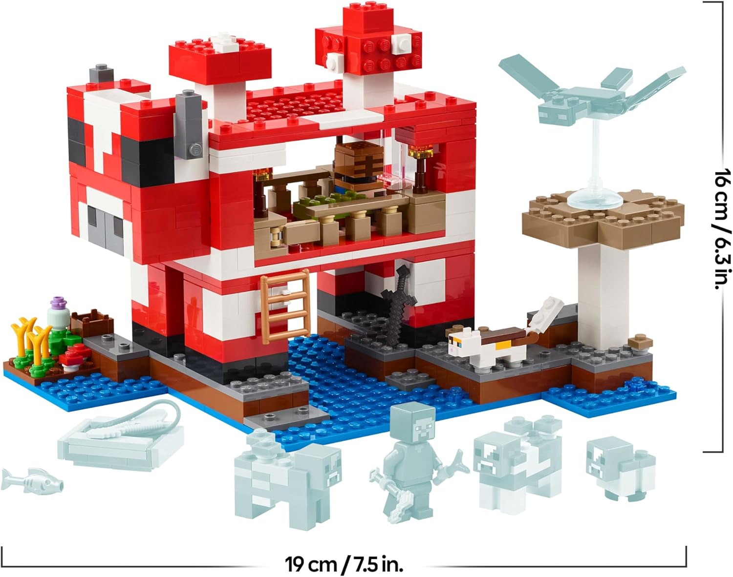 LEGO Minecraft La Casa del Mooshroom Giocattolo - Set di Costruzioni con Figura di Steve, Mob, Tavolo per Crafting e Fattoria - Regalo per Gamer, Bambine e Bambini da 8 Anni in su 21270