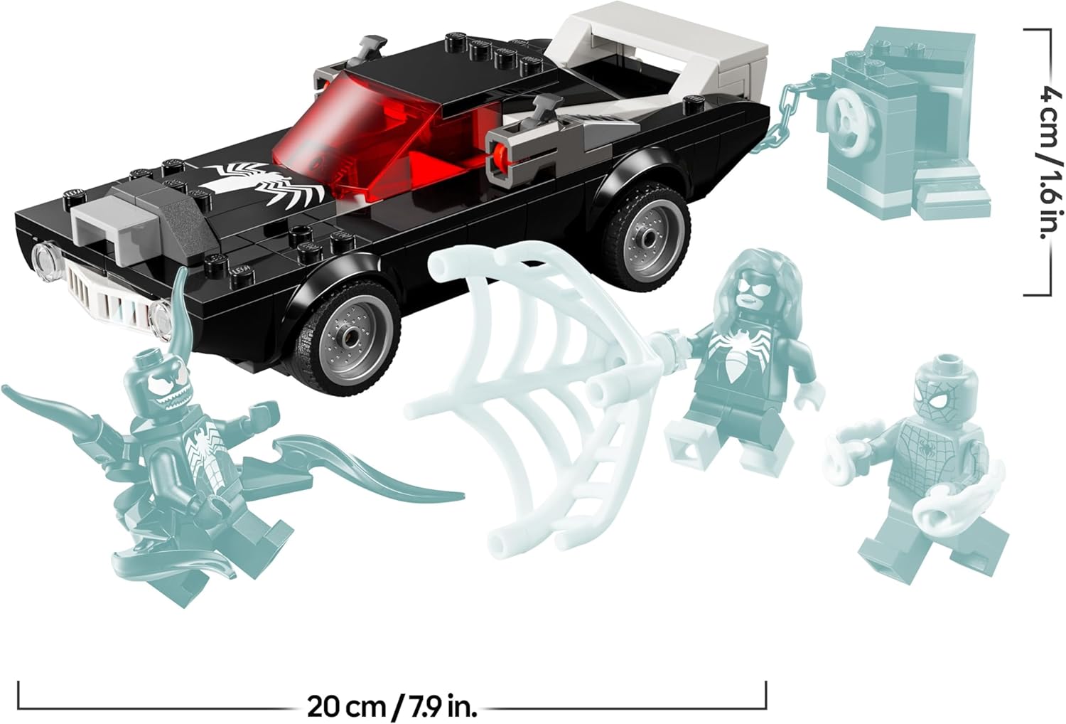 LEGO | Marvel Spider-Man Contro Muscle Car di Venom - Macchina Giocattolo da Costruire con 3 Minifigure, Giochi per Bambini da 7 Anni Fan dei Supereroi, dei Veicoli e dei Modelli di Auto 76309