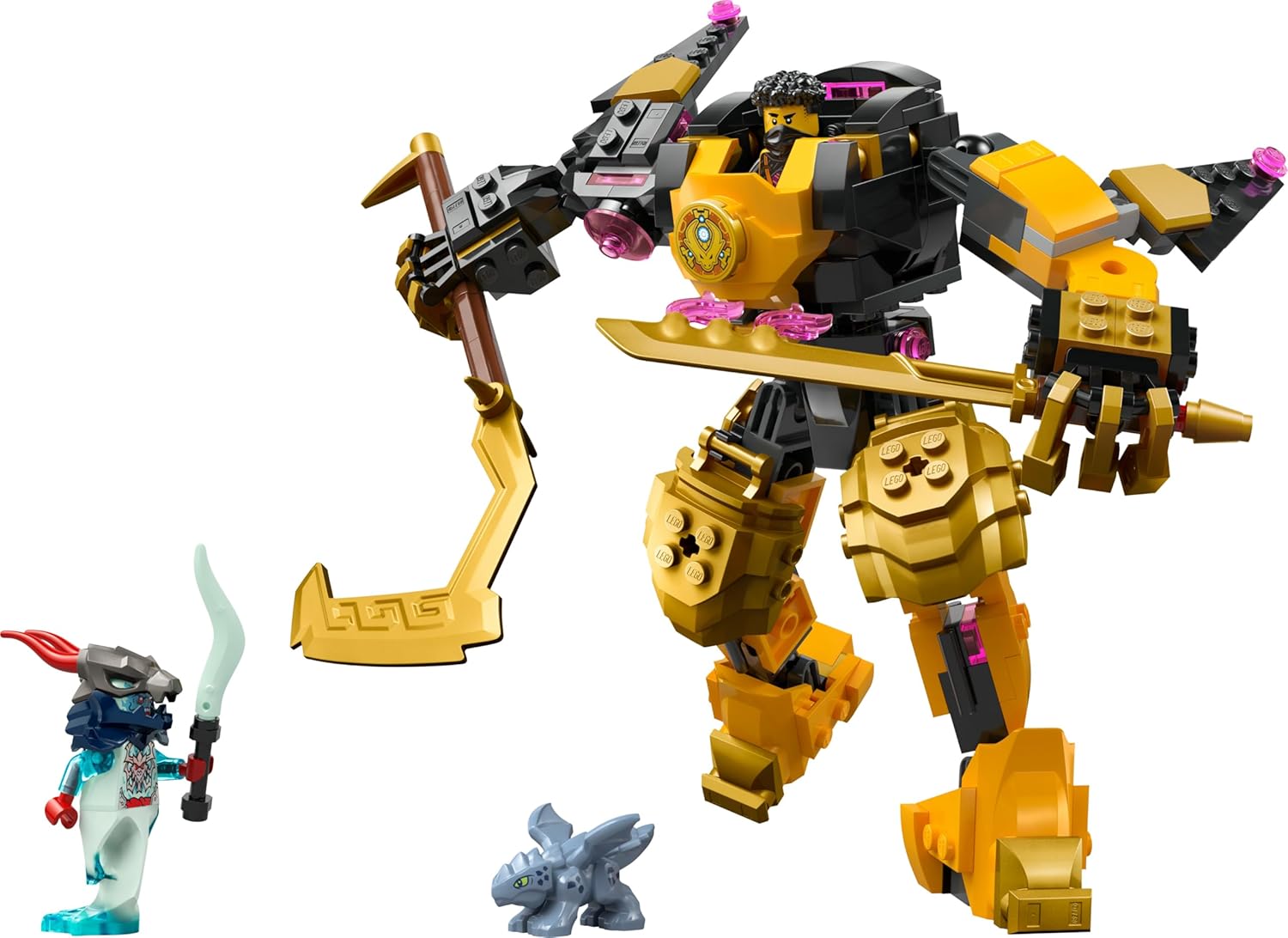 LEGO NINJAGO Battle Mech Spinjitzu di Arin - Action Figure Snodabile con Parti Scambiabili, Drago Giocattolo Baby Riyu e 2 Minifigure - Regalo per Bambini da 7 Anni Fan di La Rivolta dei Draghi 71839