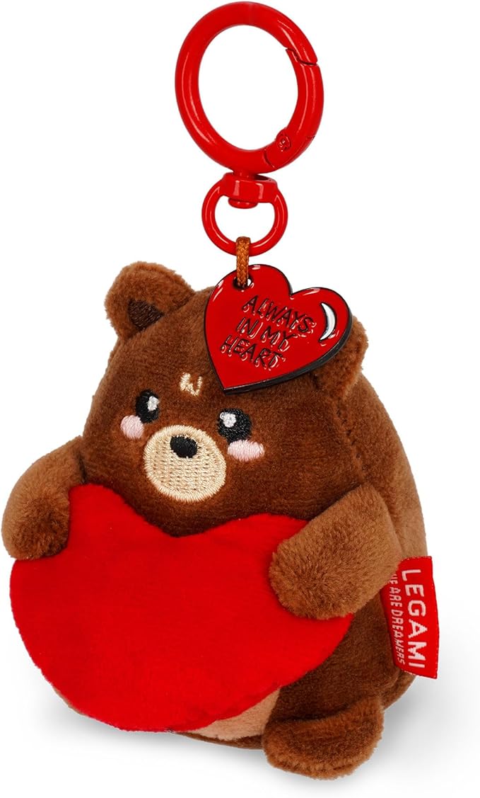 Legami - Portachiavi Super Soft! a Tema Teddy Bear, Portachiavi di Peluche, Ciondolo con Messaggio Inciso e Moschettone in Zinco, 7x11 cm