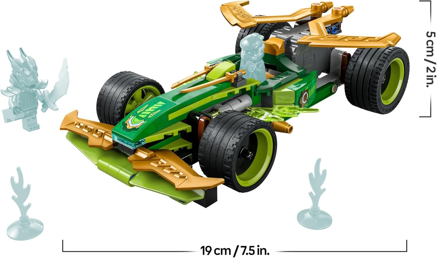 LEGO NINJAGO Racer Pull-Back di Lloyd - Modello di Auto da Corsa Giocattolo con 2 Minifigure, Armatura, Spade e Elementi Fulmine, Giochi per Bambini e Bambine da 7 Anni Fan delle Macchine Ninja 71828