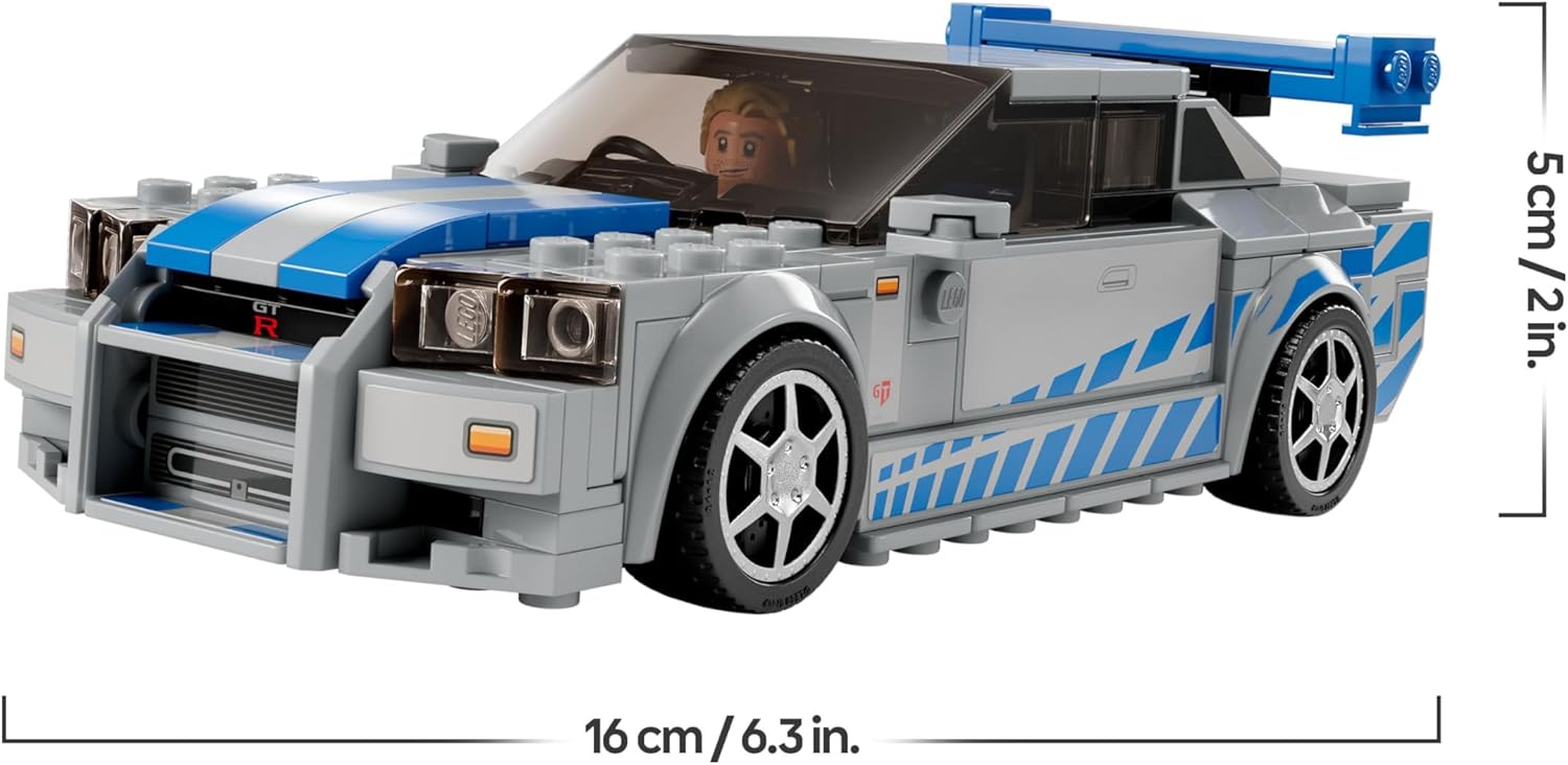 LEGO 76917 Speed Champions 2 Fast 2 Furious Nissan Skyline GT-R (R34) Macchina Giocattolo, Modellino Auto da Collezione 2023 con Minifigure, Giochi per Bambini