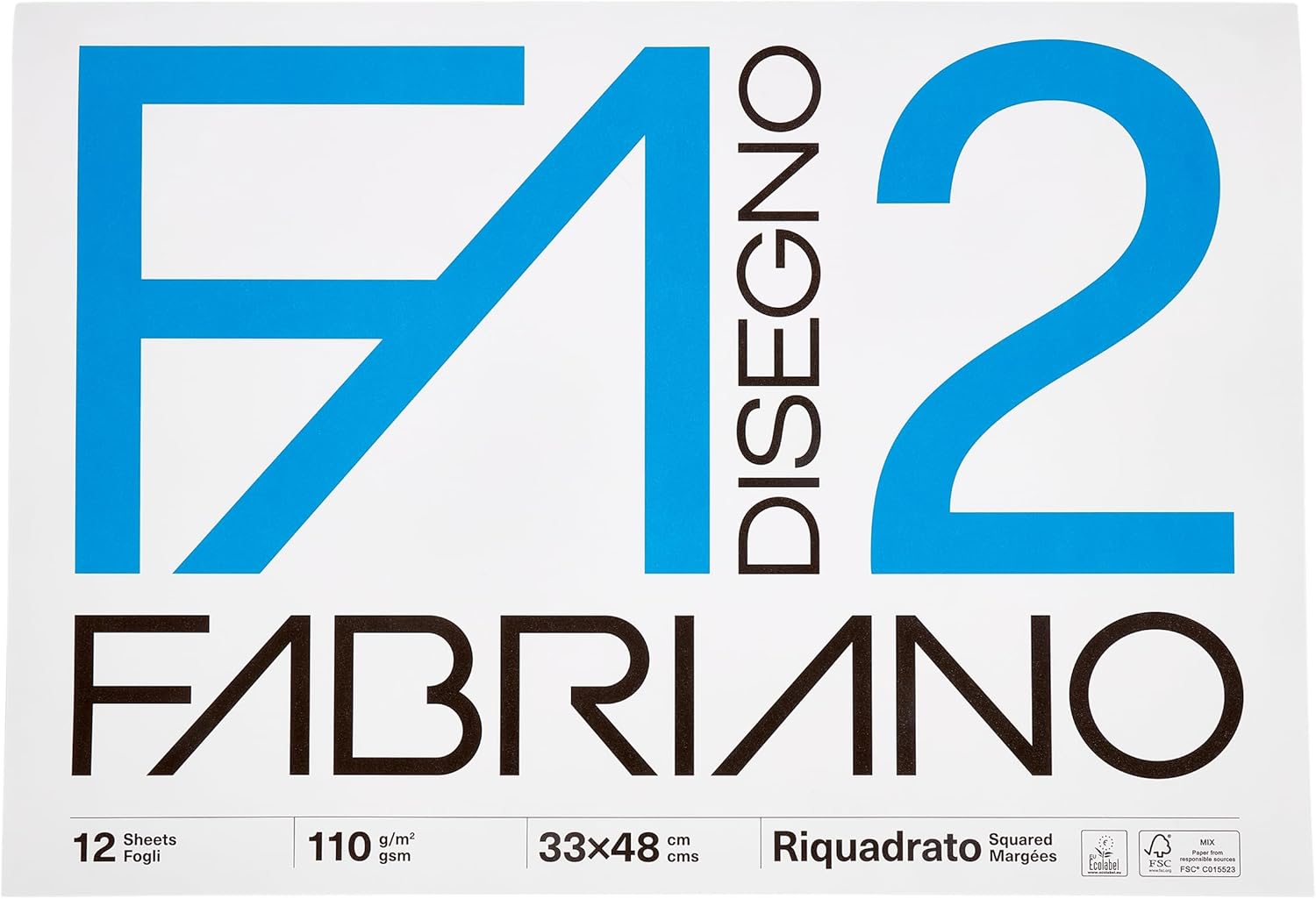 Fabriano  Disegno Set 12 Fogli, 33 x 48 cm, 110 g/mq
