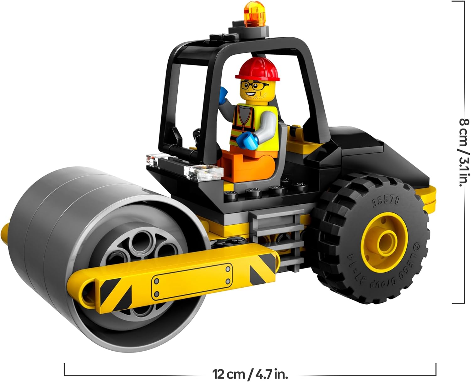 LEGO City Rullo Compressore, Set di Costruzioni Giocattolo per Bambini e Bambine da 5 Anni in su, Veicolo Stradale da Cantiere con Minifigure dell'Operaio Edile, Regalo Divertente 60401