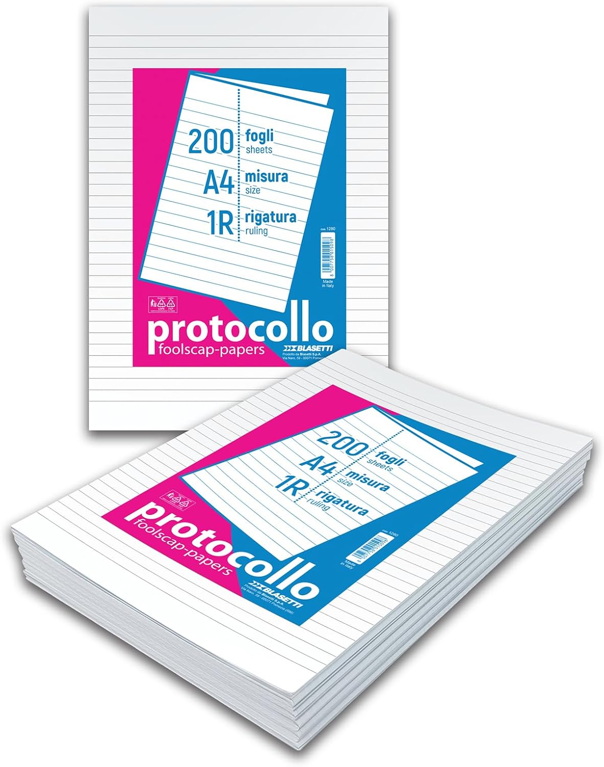 fogli protocollo risma da 200 gr 60 rigatura 31 righe
