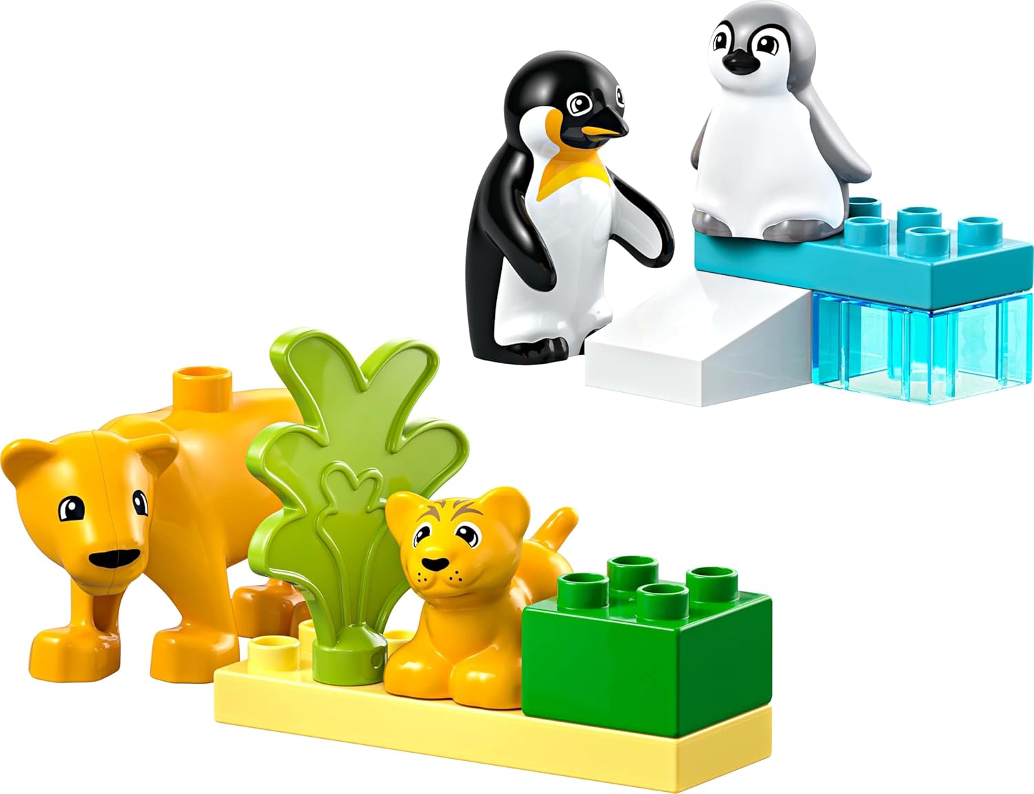 LEGO DUPLO Famiglie di Animali: Pinguini e Leoni - Giocattolo per lo Sviluppo della Motricità Fine - Gioco Didattico per Bambini e Bambine da 2 Anni con 4 Animali e Accessori - Idea Regalo - 10442