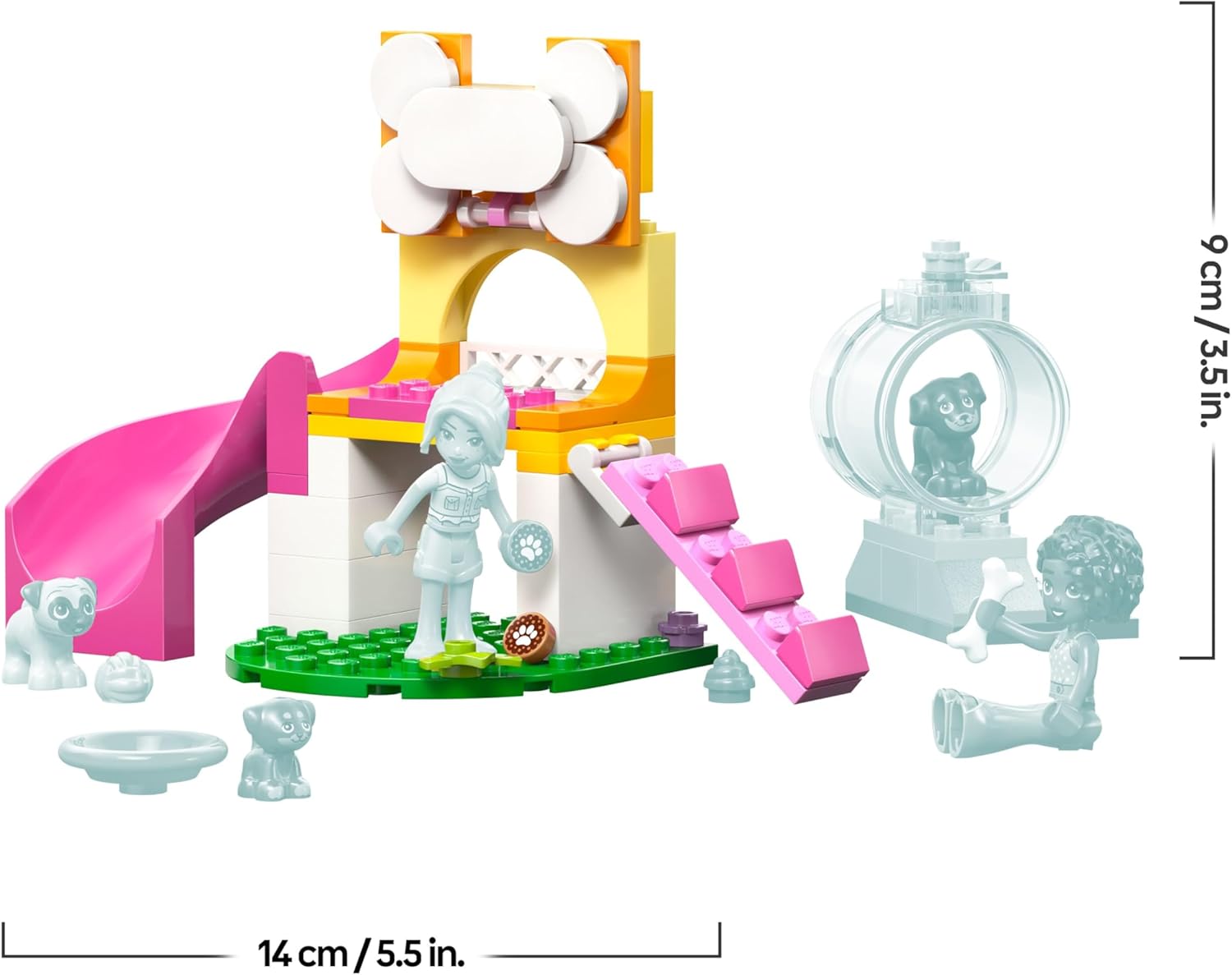 LEGO Friends Il Parco Giochi dei Cuccioli Giocattolo - con Parco con Scivolo, 2 Mini Bamboline, 3 Figure di Cani e Accessori per Animali Domestici - Regalo Creativo per Bambine da 4 Anni - 42665