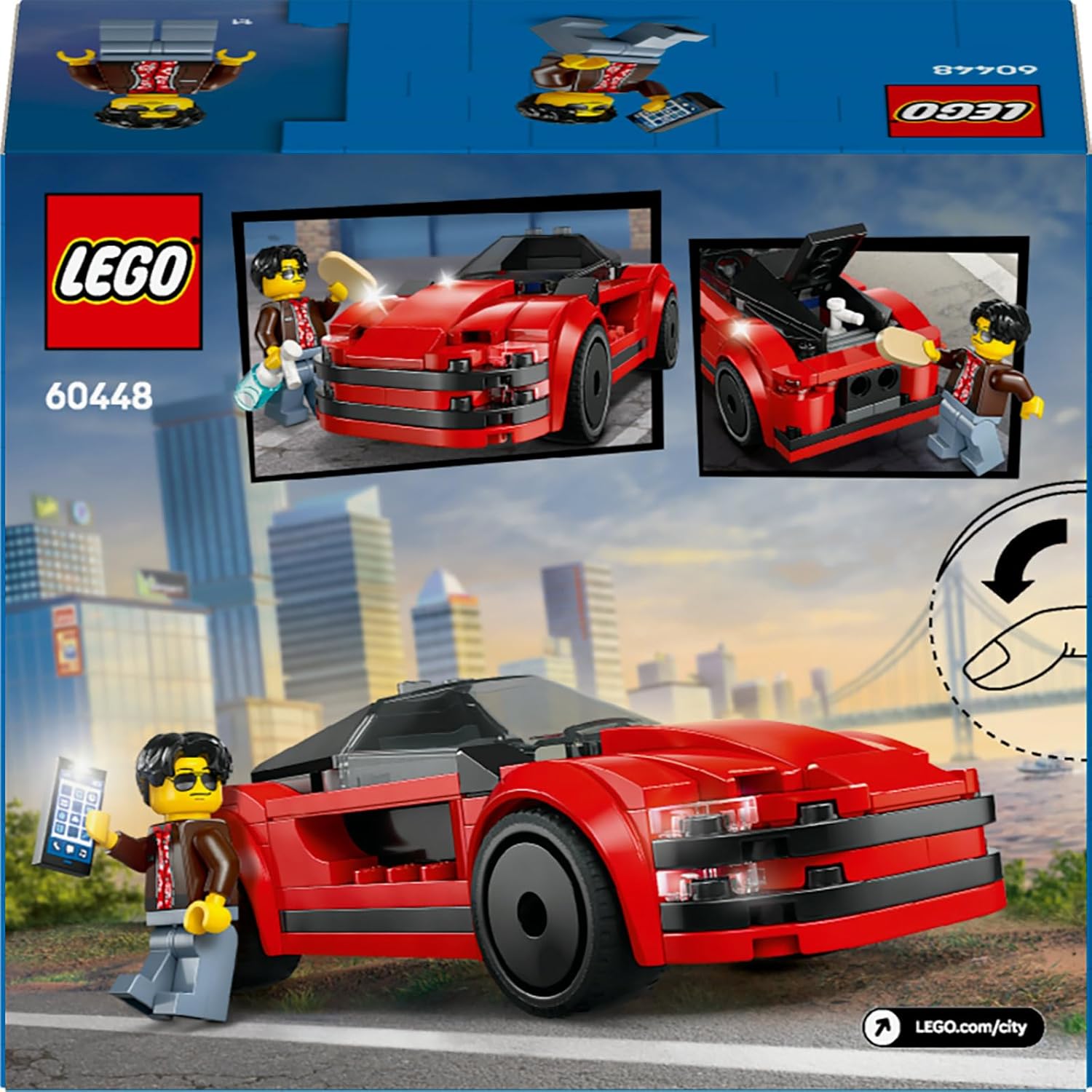 LEGO City Auto Sportiva Rossa - Macchina Giocattolo da Corsa, Giochi Educativi per Bambini e Bambine da 5 Anni in su - Idee Regalo per Compleanni e Feste - Include Minifigure e Accessori - 60448