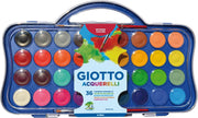 GIOTTO Acquerelli - Confezione da 36 Pastiglie Acquerello + 1 Pennello, 30mm, 36 Colori Assortiti