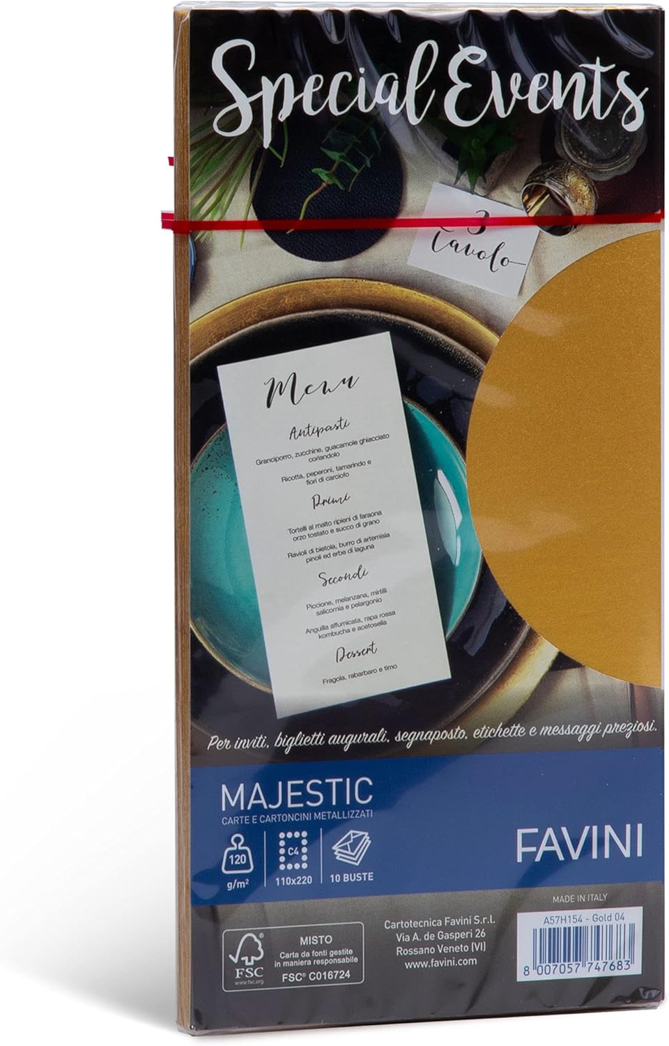 Buste metallizzate Favini Special Events, 10 buste,  120 g/m², formato 11x22 cm