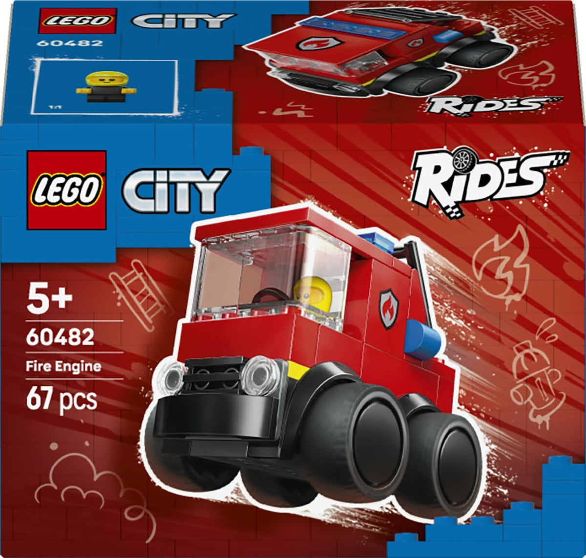 LEGO City Veicoli – Autopompa 60482 | Giochi per bambini da 5 anni, mini camion giocattolo di emergenza, minifigure junior di un pompiere, idea regalo, 67 pezzi