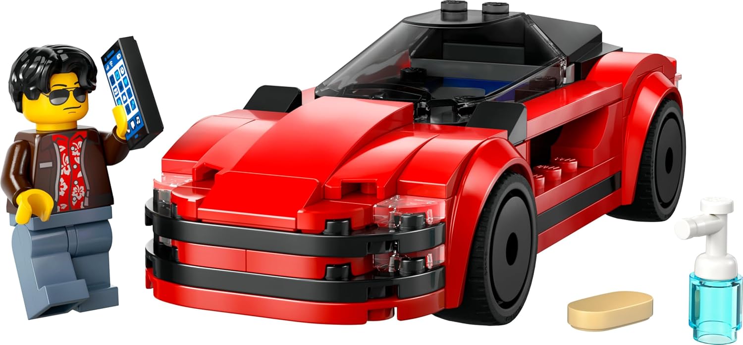 LEGO City Auto Sportiva Rossa - Macchina Giocattolo da Corsa, Giochi Educativi per Bambini e Bambine da 5 Anni in su - Idee Regalo per Compleanni e Feste - Include Minifigure e Accessori - 60448