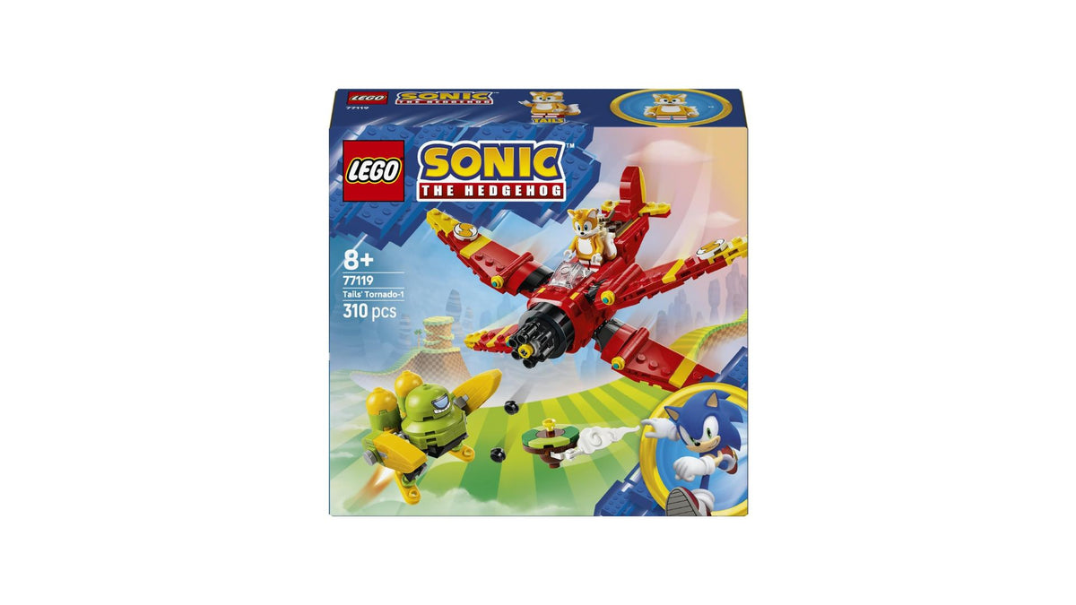 LEGO Sonic the Hedgehog: Tornado-1 di Tails 77119 | Giochi per bambini da 8 anni, aereo giocattolo con ali mobili, minifigure e robot giocattolo, regalo per...
