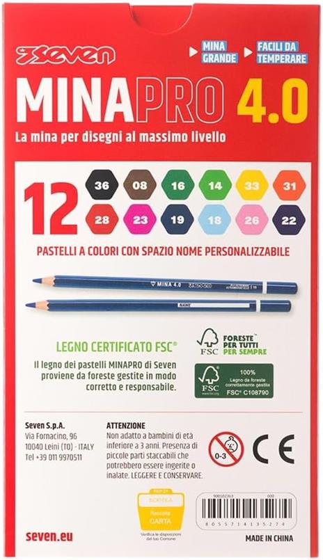 Seven Pastelli Minapro 4.0 – Scatola da 12 Pezzi