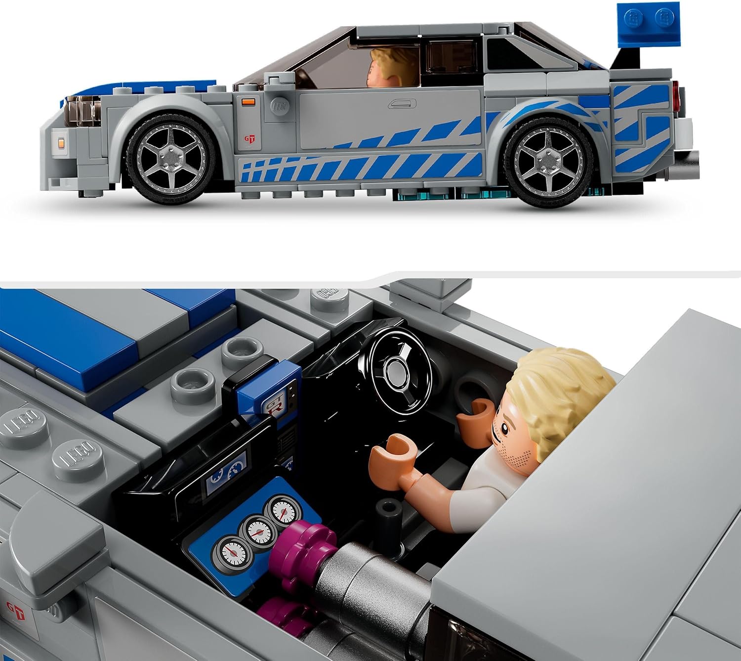 LEGO 76917 Speed Champions 2 Fast 2 Furious Nissan Skyline GT-R (R34) Macchina Giocattolo, Modellino Auto da Collezione 2023 con Minifigure, Giochi per Bambini