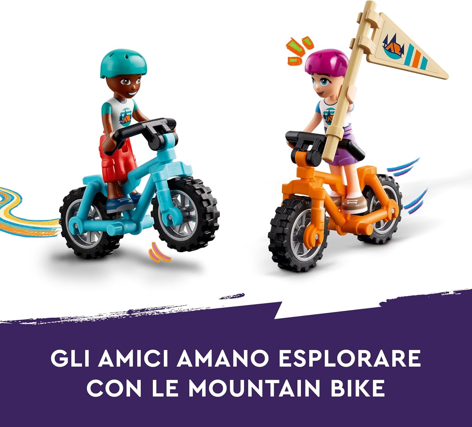 LEGO Friends Cabine Relax al Campo Avventure, Giochi Educativi per Bambine e Bambini da 7 Anni, Campeggio Giocattolo da Costruire con 3 Personaggi, 2 Mountain Bike e una Volpe, Idee Regalo 42624