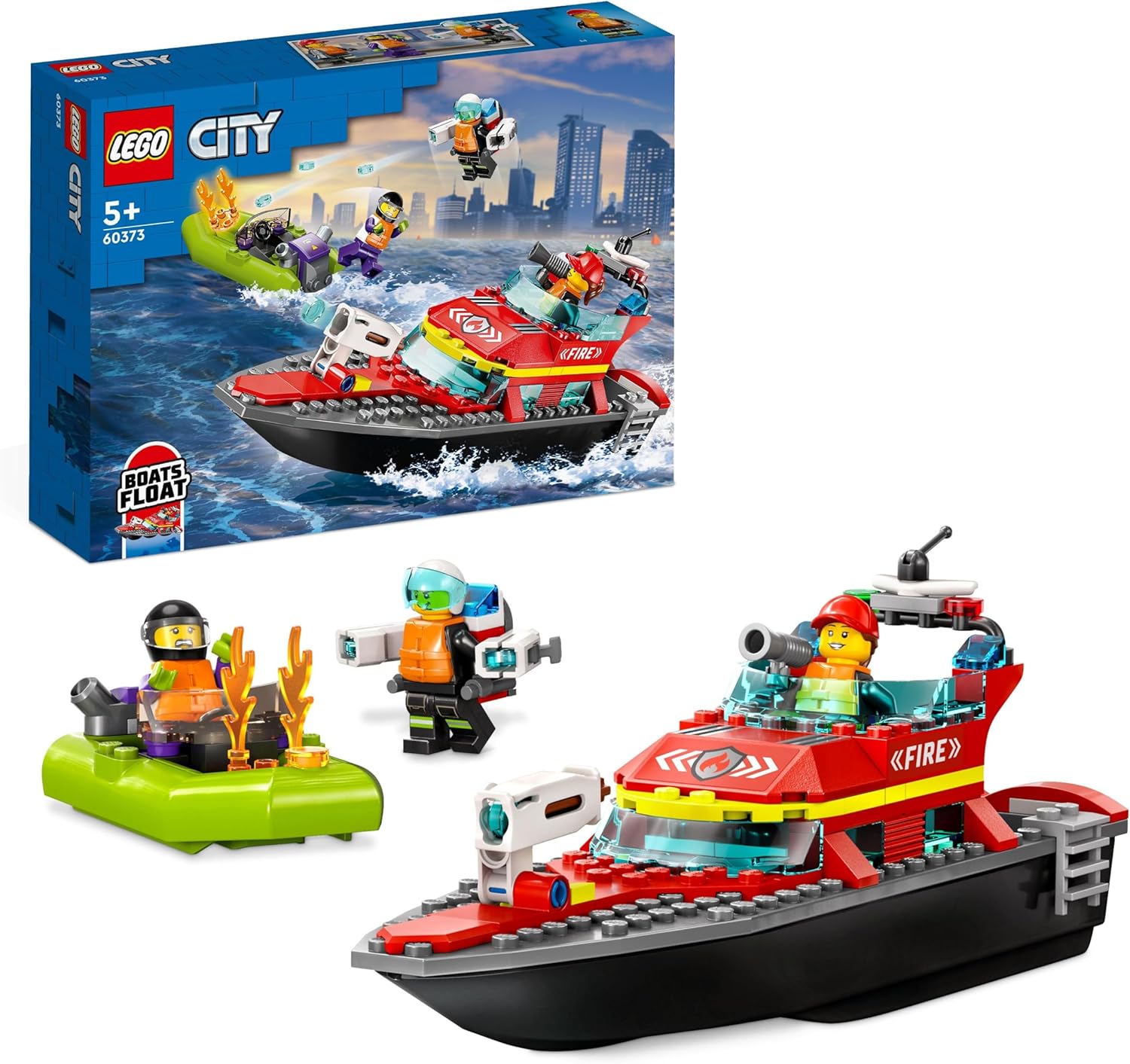 LEGO 60373 City Fire Barca di Soccorso Antincendio dei Vigili del Fuoco