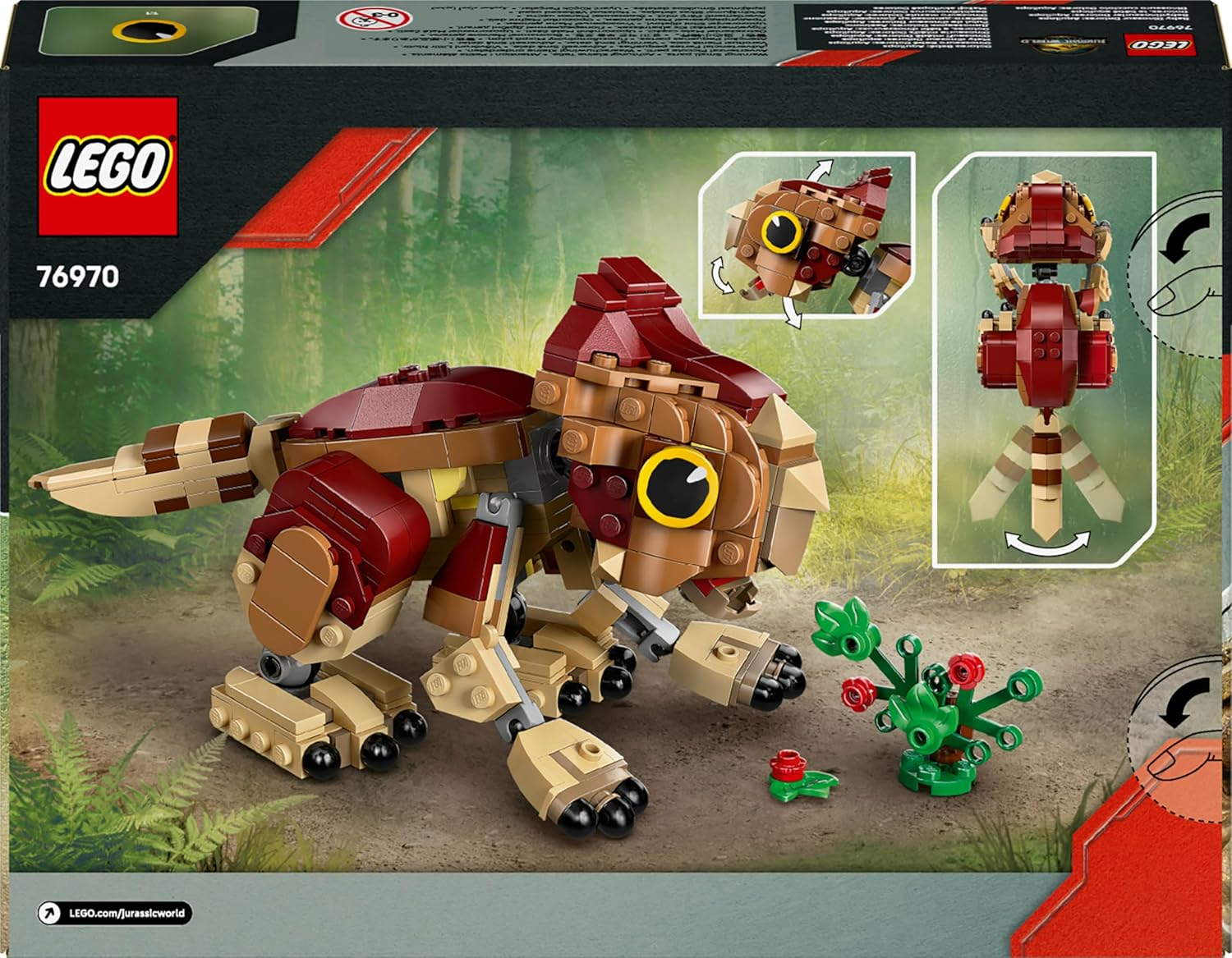 LEGO Jurassic World Dinosauro cucciolo Dolores: Aquilops - Dinosauro Giocattolo da Esposizione e Gioco con Pianta di Fiori - Regalo per Bambini e Bambine da 7 Anni e Fan del Film La Rinascita - 76970