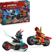 LEGO NINJAGO Gara di Velocità sulla Moto di Kai - Set Ninja con 2 Motociclette Giocattolo con Ruote Mobili, 2 Minifigure e Accessori - Regalo per Bambini da 6 Anni Fan di La Rivolta dei Draghi 71838