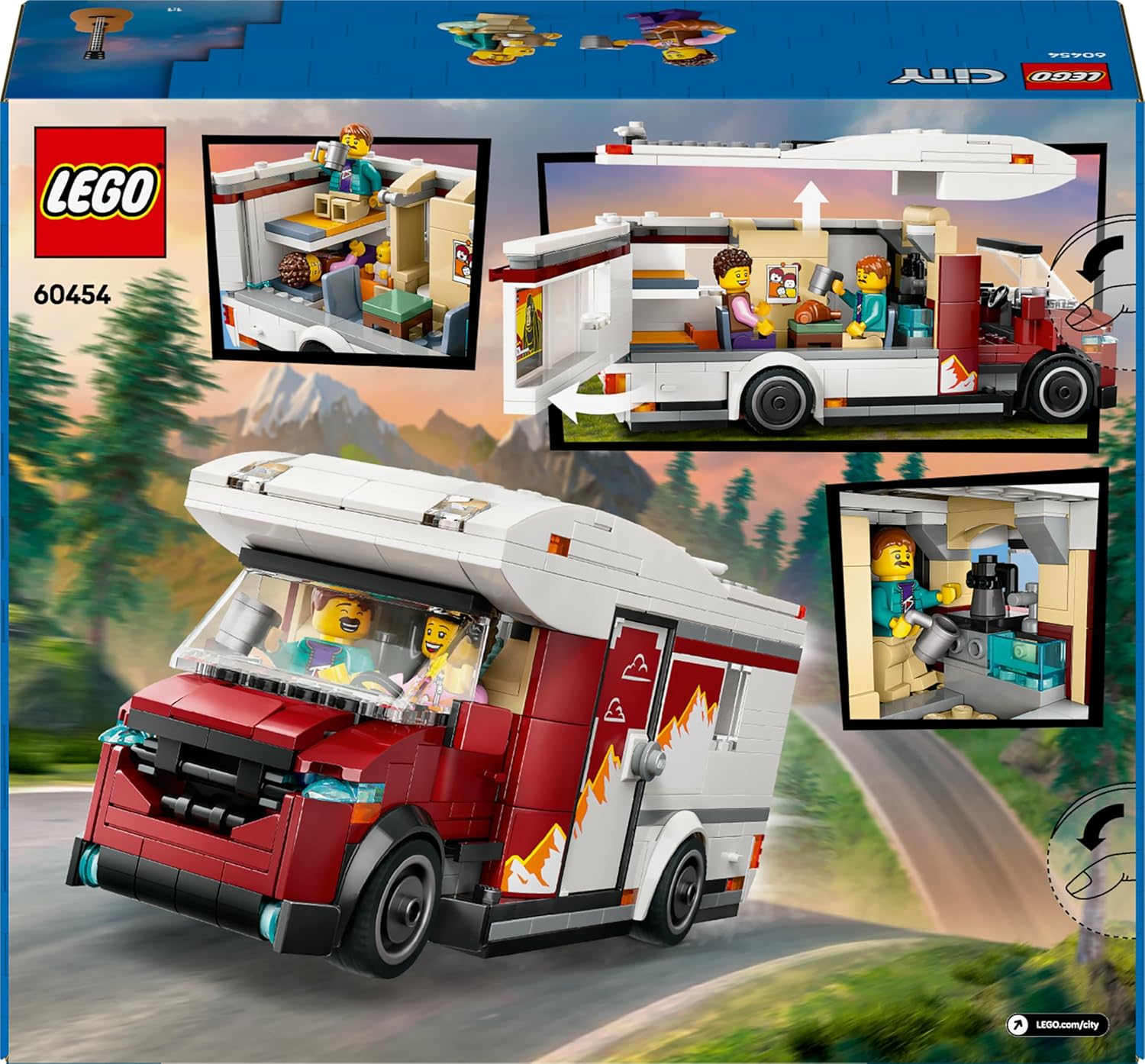LEGO City Camper Van delle Vacanze d’Avventura - Veicolo Giocattolo da Costruire, Giochi per Bambini e Bambine da 6 Anni con 3 Minifigure e Accessori - Idee Regalo per Compleanni e Feste - 60454