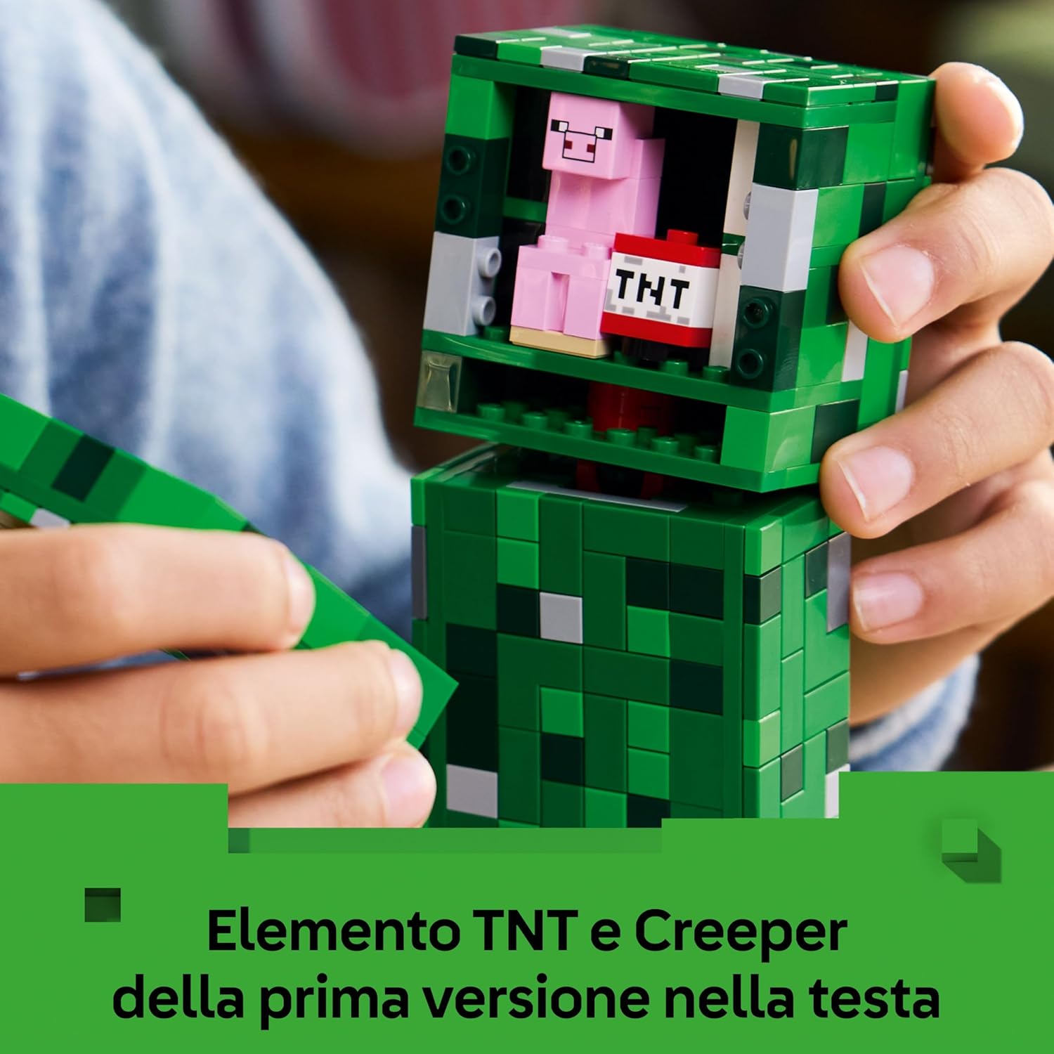 LEGO Minecraft Creeper Giocattolo - Action Figure di Mob Snodabile con Scomparto Segreto con Maiale e Elemento TNT - Regalo per Gamer, Bambini, Bambine e Fan Adolescenti da 10 Anni in su - 21276