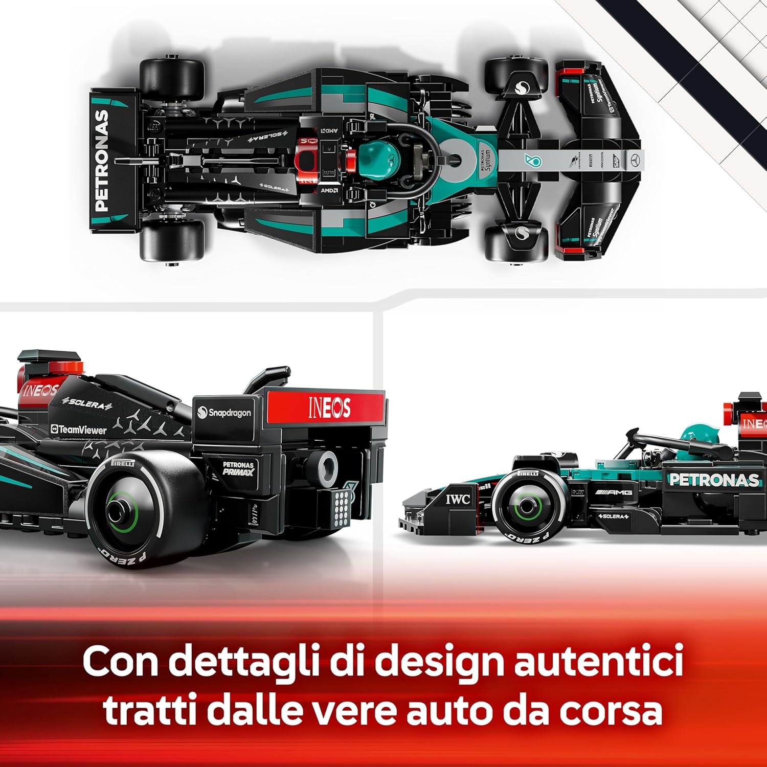 LEGO Speed Champions Auto da Corsa Mercedes-AMG PETRONAS F1 W 15 Macchina Giocattolo da Collezione con Minifigure del Pilota, Modello per Bambini da 10 Anni o per Adulti Fan della Formula 1 77244