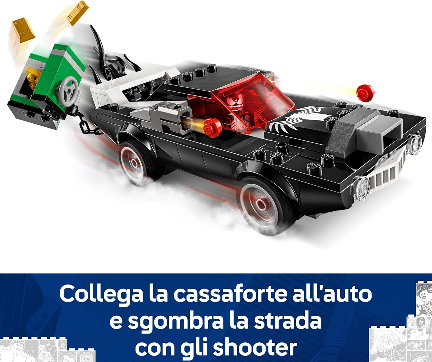 LEGO | Marvel Spider-Man Contro Muscle Car di Venom - Macchina Giocattolo da Costruire con 3 Minifigure, Giochi per Bambini da 7 Anni Fan dei Supereroi, dei Veicoli e dei Modelli di Auto 76309