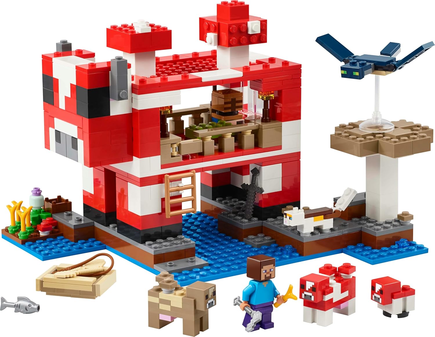 LEGO Minecraft La Casa del Mooshroom Giocattolo - Set di Costruzioni con Figura di Steve, Mob, Tavolo per Crafting e Fattoria - Regalo per Gamer, Bambine e Bambini da 8 Anni in su 21270