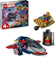 LEGO ǀ Marvel Capitan America Contro Thanos - Giocattolo Avengers con Aereo e 2 Minifigure con Accessori Incluso lo Scudo di Cap - Regalo da Supereroi per Bambini da 4 Anni in su - 76319