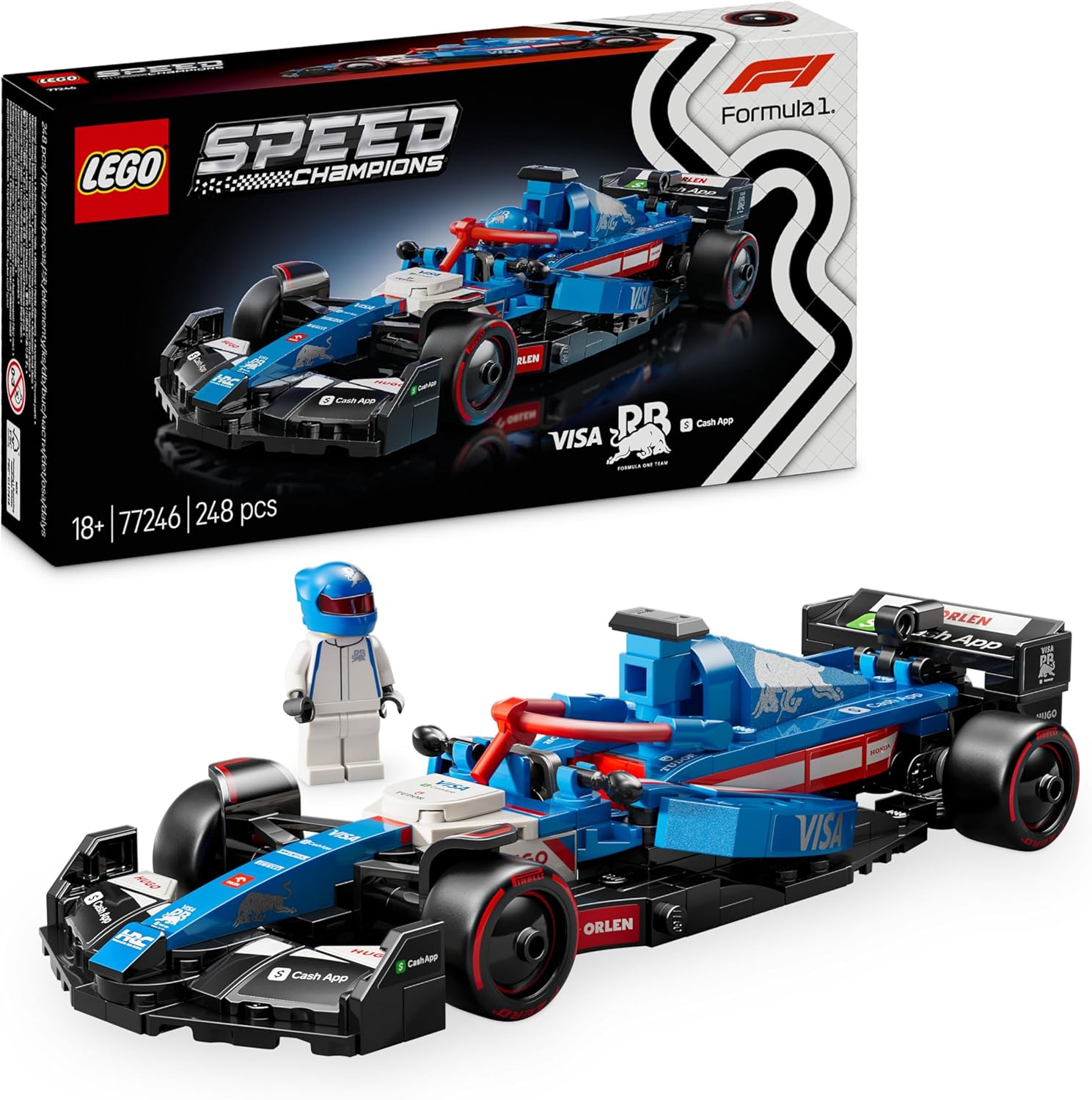 LEGO Speed Champions Auto da Corsa F1 Visa Cash App RB VCARB 01 Modello di Macchina da Collezione con Minifigure del Pilota di Formula 1, Regalo per Uomo, Donna e Adulti Fan dell'Automobilismo 77246