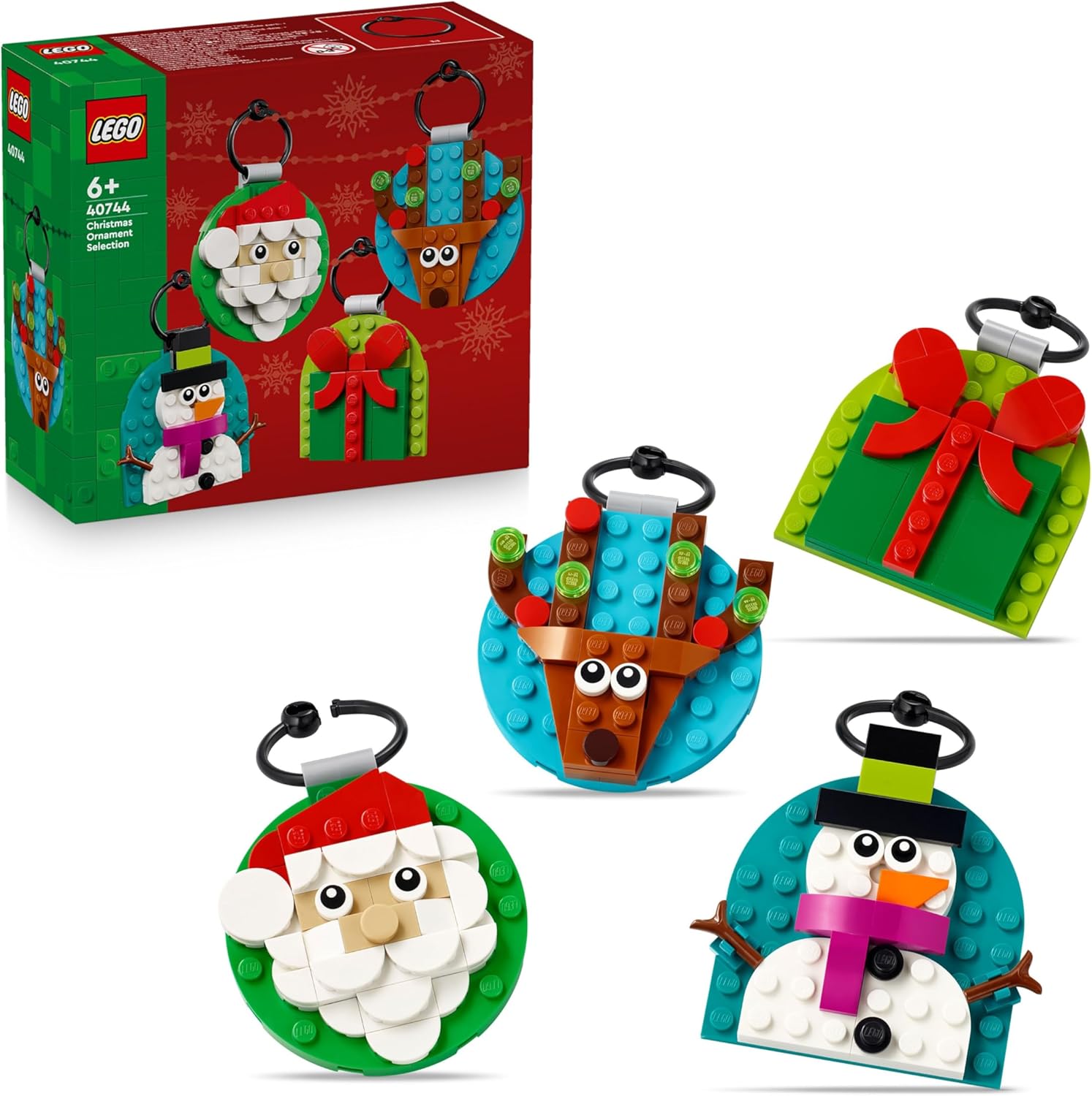 LEGO Selezione di Decorazioni di Natale - Gioco con 4 Addobbi da Appendere tra cui Babbo Natale