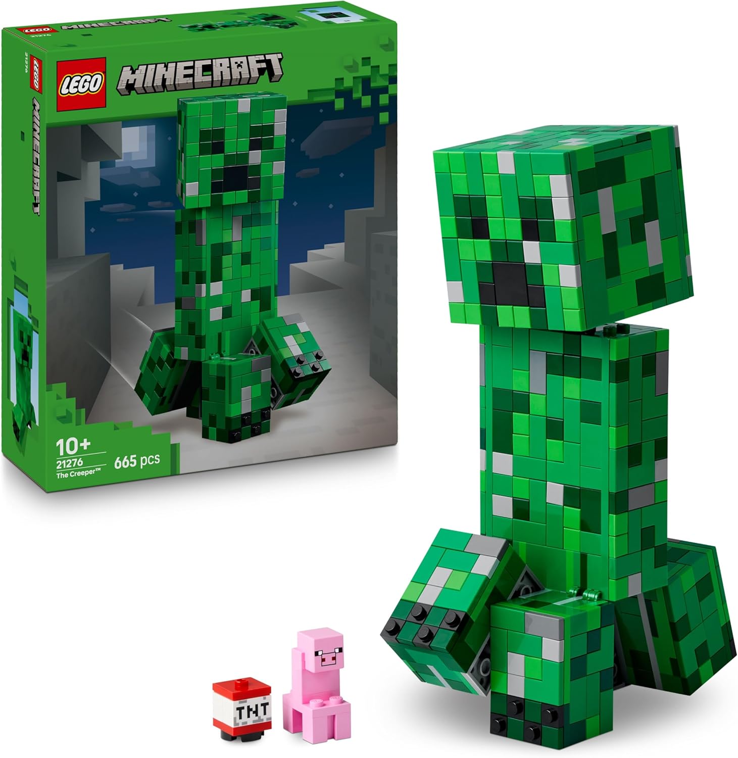 LEGO Minecraft Creeper Giocattolo - Action Figure di Mob Snodabile con Scomparto Segreto con Maiale e Elemento TNT - Regalo per Gamer, Bambini, Bambine e Fan Adolescenti da 10 Anni in su - 21276