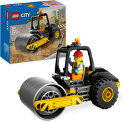 LEGO City Rullo Compressore, Set di Costruzioni Giocattolo per Bambini e Bambine da 5 Anni in su, Veicolo Stradale da Cantiere con Minifigure dell'Operaio Edile, Regalo Divertente 60401