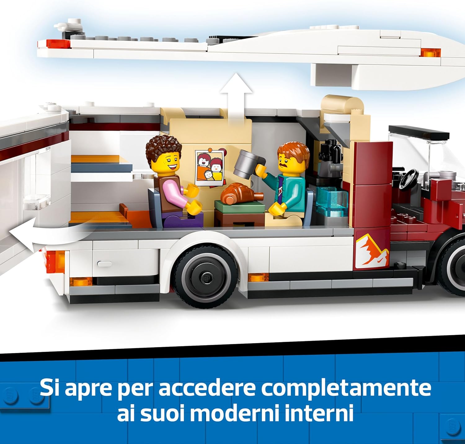 LEGO City Camper Van delle Vacanze d’Avventura - Veicolo Giocattolo da Costruire, Giochi per Bambini e Bambine da 6 Anni con 3 Minifigure e Accessori - Idee Regalo per Compleanni e Feste - 60454
