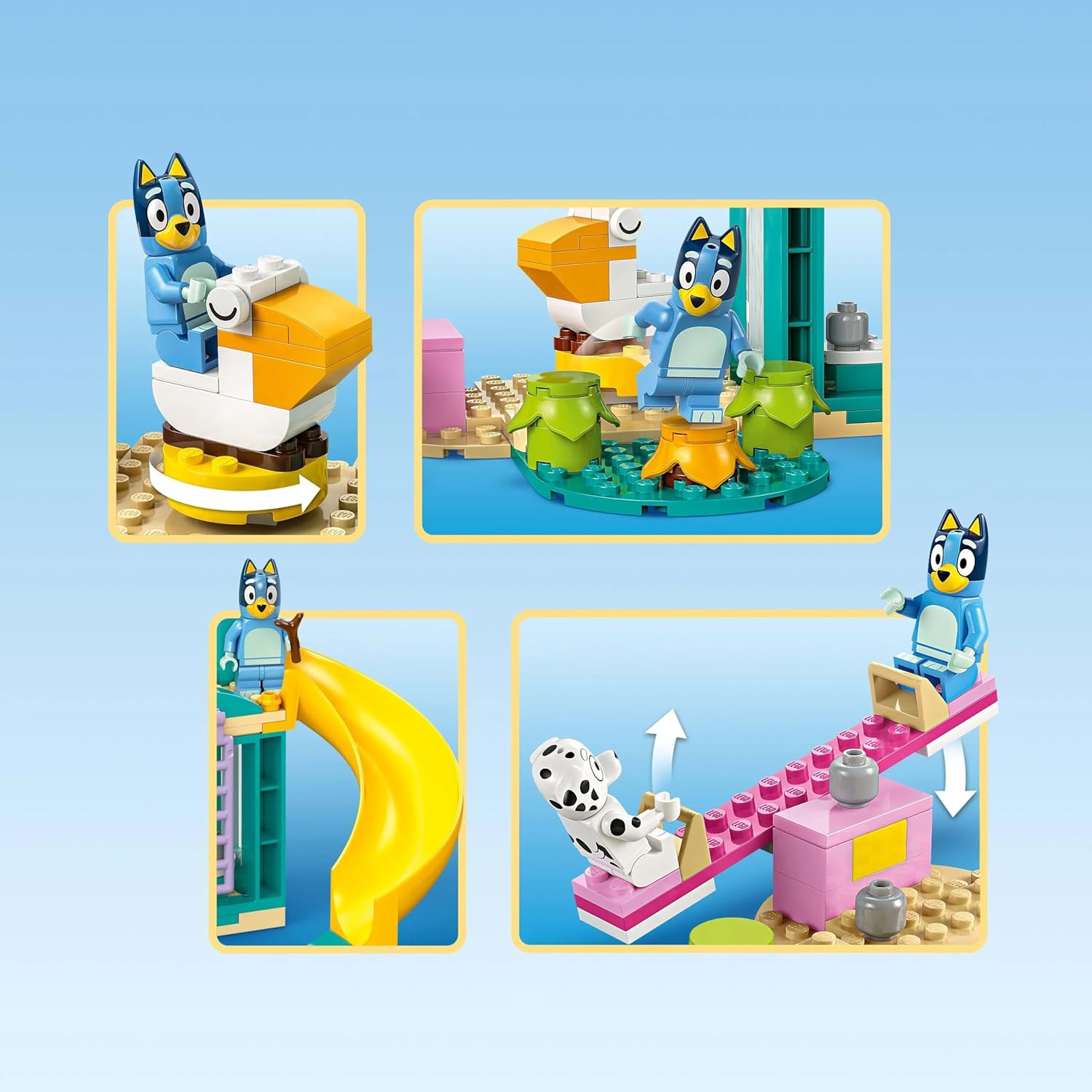 LEGO Bluey: Parco Giochi con Bluey e Chloe - Gioco per Bambine e Bambini da 4 Anni con 2 Minifigure, Saliscendi, Scivolo, Struttura per Arrampicata e 3 Piante - Regalo per i Fan della Serie TV - 11201