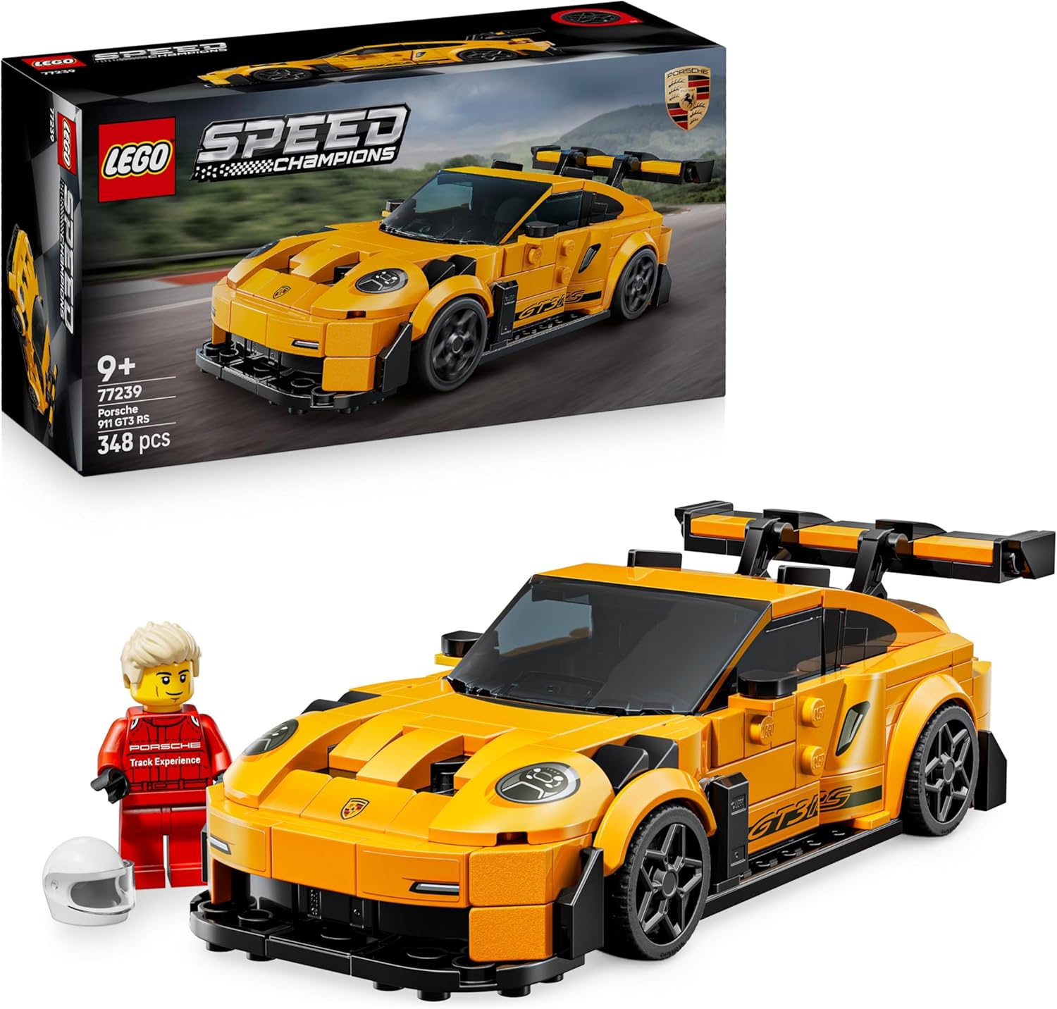 LEGO Speed Champions Super Car Porsche 911 GT3 RS - Modellino di Auto con Minifigure del Pilota - Macchina Giocattolo per Bambini da 9 Anni - Regalo di Compleanno - 77239