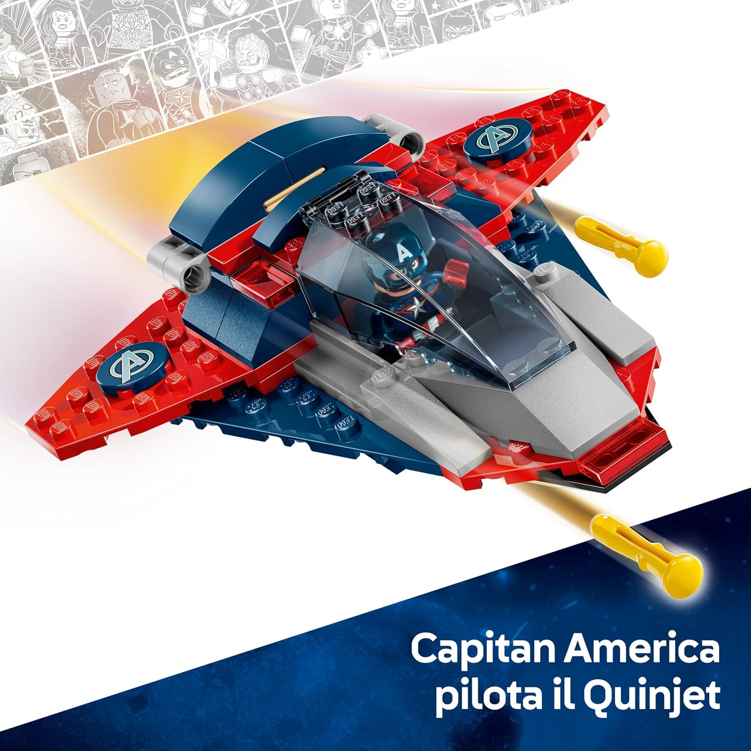 LEGO ǀ Marvel Capitan America Contro Thanos - Giocattolo Avengers con Aereo e 2 Minifigure con Accessori Incluso lo Scudo di Cap - Regalo da Supereroi per Bambini da 4 Anni in su - 76319